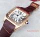 2017 Fake Cartier Santos 100 Rose Gold White Face Brown Leather Band 36mm Watch (2)_th.jpg